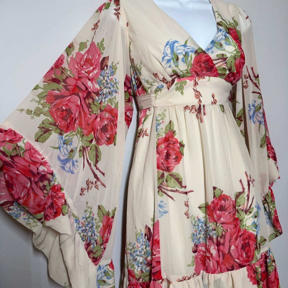 Betsey Johnson Bambi floral boho bohemian hippie flowy dress coquette girl sz 12 - Picture 13 of 14